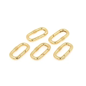 5pcs 18K gold-plated oval carabiner spring clasps for DIY jewelry necklace making