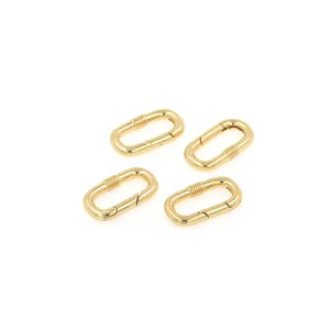 Set of four 18K gold plated oval spring carabiner clasps for DIY jewelry making
