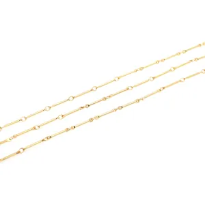 Catena a maglie di bambù placcata oro 18K per gioielli fai da te con finitura lucida