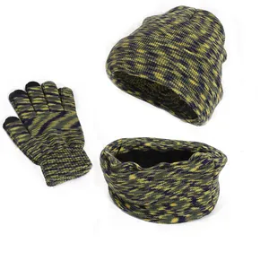 Set de invierno de 3 piezas con gorro, braga y guantes táctiles con diseño de camuflaje