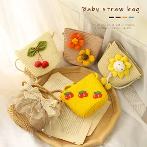 Variety of cute straw crossbody bags for girls with floral and cherry decorations