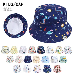Kids Cartoon Bucket Hat Cotton Blend Sun Protection Outdoor Fisherman Cap For Toddler Boys Girls Various Cute Animal Prints