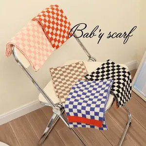 Knitted checkerboard baby scarves in multiple colors for winter warmth and style