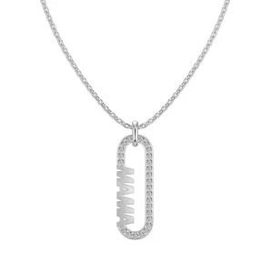 Collier MAMA en argent sterling S925 avec pendentif serti de zircons cubiques