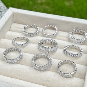 Collection of S925 sterling silver eternity rings with various cut cubic zirconia stones
