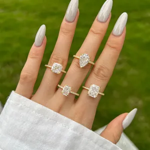 Bague en Argent Sterling 925 avec Zirconia pour Femme Taille Glace 8A Incrustée Mariage Proposition Luxe Plaqué Or