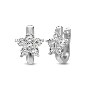 Exquisite 925 sterling silver U-shaped floral stud earrings with sparkling cubic zirconia