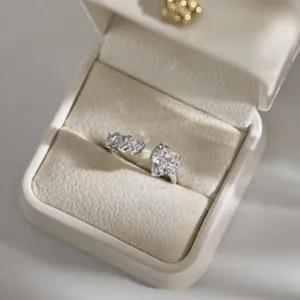 S925 sterling silver heart-shaped ice cut zircon open ring in premium jewelry gift box