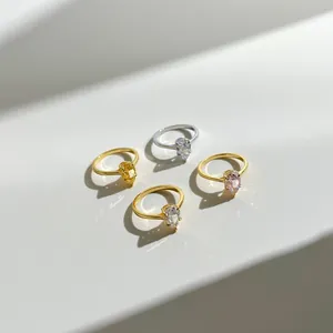 Group of S925 sterling silver pear cut teardrop rings in yellow, pink and clear stones