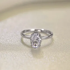 Close-up of oval cut zircon ring with micro-pave diamond setting on the silver band