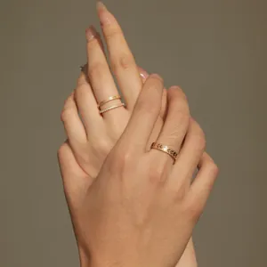 S925 silver couple rings set with zircon wheat pattern in 18K rose gold finish