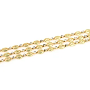 18K gold plated copper button chain with micro-set zircon stones for jewelry making