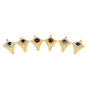 18K gold-plated Evil Eye pendant collection with intricate vintage engraving details