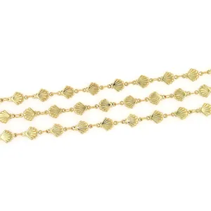 18K gold-plated scallop chain for DIY jewelry making with fine fan-shaped link design