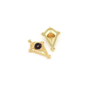 18K gold plated taper devil's eye pendant with purple gemstone for DIY jewelry making
