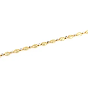 18K Real Gold Plated Copper Micro Pave Zirconia Coffee Bean Chain For DIY Jewelry Making Necklace Bracelet Accessory