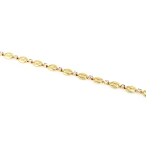18K gold-plated necklace chain with cubic zirconia accents and stylish button oval links
