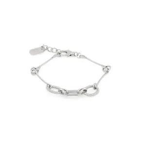 Pulsera plateada minimalista con placa pulida y cadena de serpiente estilo geométrico