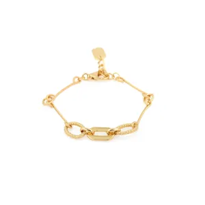Pulsera de Eslabones Geométricos de Cobre Chapado en Oro de 18K para Mujer Moda Minimalista Cadena de Serpiente Accesorio de Joyería