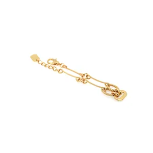 Pulsera de eslabones geométricos bañada en oro de 18K con cierre de langosta y cadena ajustable