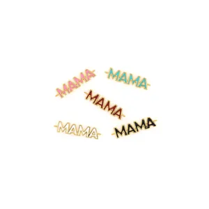 18K Gold Plated Copper Zirconia MAMA Letter Jewelry Connector DIY Bracelet Necklace Finding Enamel Mother's Day Women Gift
