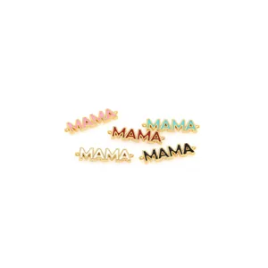 5Pcs set of 18K gold plated MAMA letter connectors with colorful enamel for DIY jewelry