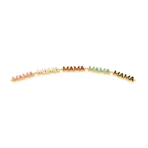 18K gold plated MAMA letter charms with colorful enamel for DIY jewelry bracelets