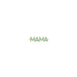 Detailed view of gold plated MAMA connector with blue enamel and micro-pave zircons
