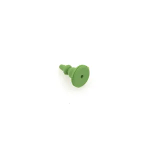 Macro detail of green conical silicone earring back stoppers for DIY jewelry making