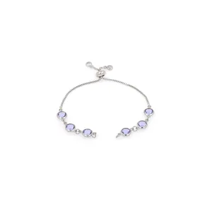 18K gold plated friendship bracelet with round purple zircons and adjustable pull chain