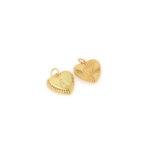 18K gold-plated heart pendant necklace with micro-paved zircon and engraved letter A