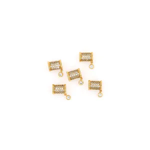 Ciondoli cilindrici placcati oro 18K con micro zirconi pavé per gioielli fai da te