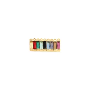 Set of 10 rectangular 18K gold plated zircon crystal pendants in various bright colors