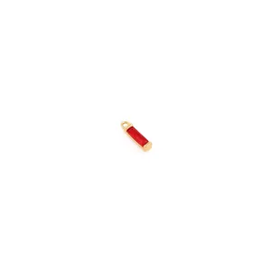 18K gold plated copper pendant with rectangular red zircon gemstone and top bale