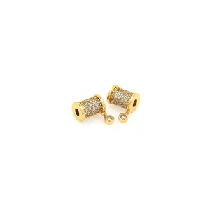 Ciondolo a Botte in Rame Placcato Oro 18K con Micro Pavé di Zirconia per Creazione Gioielli Fai da Te Bracciale Collana