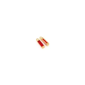 18K gold plated rectangular pendant with red zircon stones for DIY jewelry making
