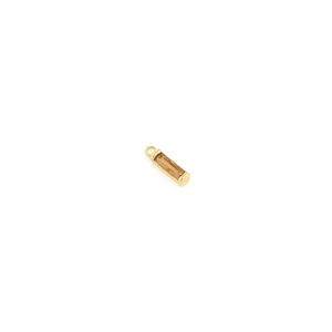 Macro view of 18K gold plated rectangular champagne zircon pendant with bail