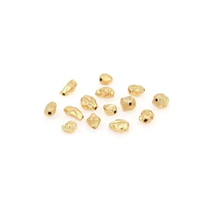 Detailed view of 18K gold plated irregular matte spacer beads for DIY jewelry making
