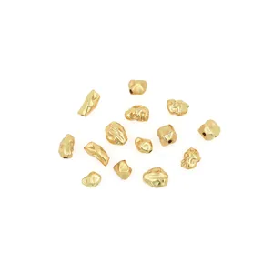 Irregular 18K gold-plated matte spacer beads with textured finish for DIY jewelry making
