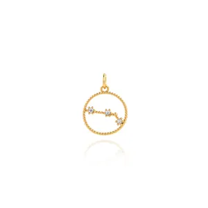 Macro detail of 18K gold-plated zodiac pendant with micro-p镶嵌 zircon stones