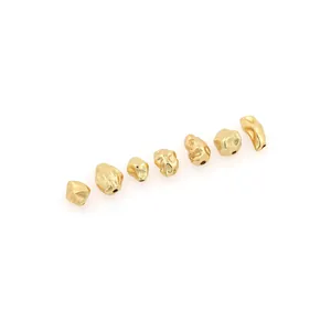 Irregular 18K gold-plated spacer beads with molten lava texture for DIY jewelry making