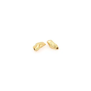 Matte 18K gold plated irregular beads for jewelry making with unique texture