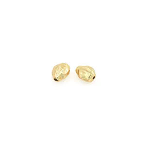 Irregular 18K gold plated matte spacer beads with hammered texture and S925 engraving