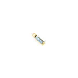 Detailed macro view of 18K gold plated rectangle blue zircon pendant for DIY jewelry