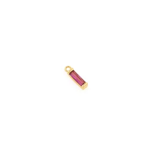 Detail of 18K gold-plated rectangle purple zircon pendant for DIY jewelry making