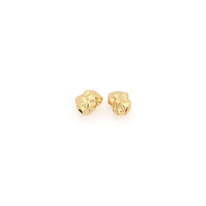 Detailed view of 18K gold-plated irregular matte spacer beads with organic lava texture