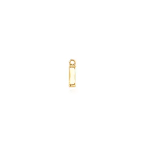 Macro detail of 18K gold plated rectangular pendant with yellow zircon gemstone inlay