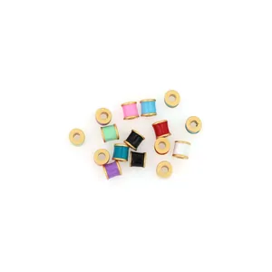 Colorful 18K gold-plated cylindrical enamel beads for DIY jewelry making and bracelets
