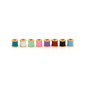 Set of 8 colorful 18K gold-plated enamel cylindrical beads for DIY jewelry making