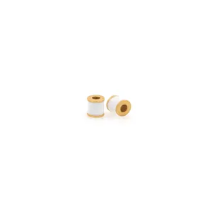 18K gold-plated cylindrical beads with white enamel finish for DIY jewelry making